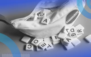 A Bananagrams bag full of words