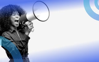 A woman with a megaphone. Think twice about advertising your out-of-work status on social media.