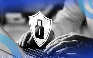 engineer working on a laptop with a lock icon for cybersecurity