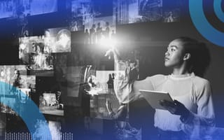 A person looking at AI images. Marketers can use AI image generators to efficiently create content, marketing materials and social media posts.