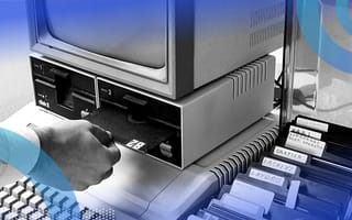 A computer with floppy disks. Artificial intelligence might make your company obsolete, but you can take steps to stave off the inevitable.