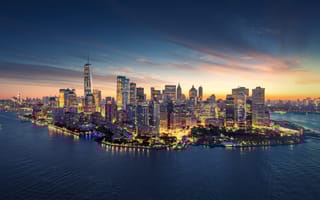 An image of New York City at sunset.