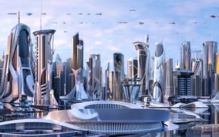 An AI-like artistic rendering of a futuristic city.