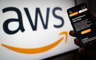 Amazon Web Service logo and a smart phone that says "start building on AWS"
