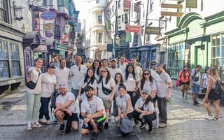 Group photo of vcita team members at Universal Studios outing.