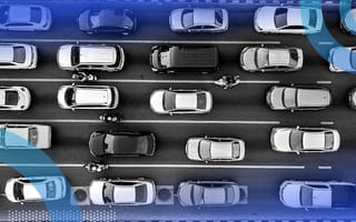 An aerial view of traffic.
