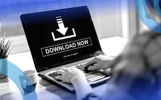 person downloading a file on a windows laptop