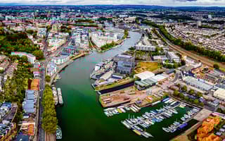 An aerial view of the city of Bristol.