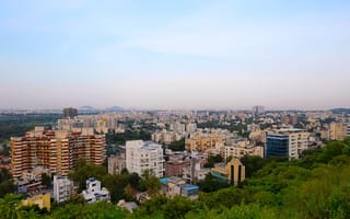 An aerial view of the skyline in Pune, India.