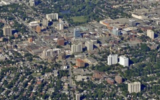An aerial view of Waterloo in Ontario, Canadia.