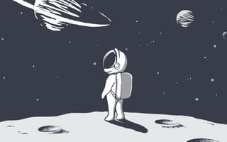 An illustration of an astronaut looking into space.