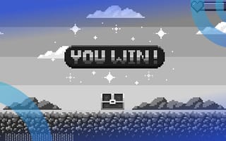 Pixel game treasure chest with “you win!” above.