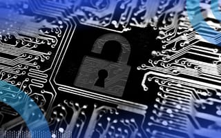 An open lock on a microchip.