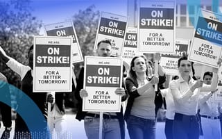 Workers on strike. Labor strikes will continue unless employers pay people more and treat them like humans.