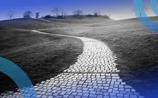 yellow brick road into the hills representing golden path