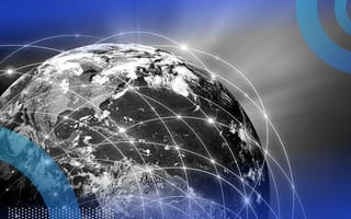 A globe with a digital overlay