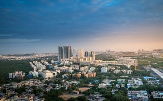 An aerial view of Hyderabad, India.