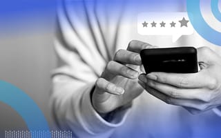 person leaving a five star product review on phone