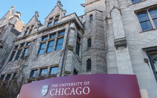 An exterior photo of the University of Chicago is shown.