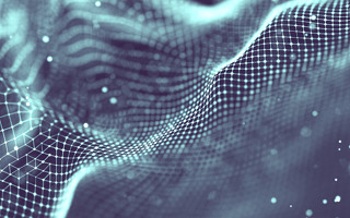 An abstract black and white image of data being transferred