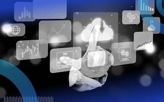 What Is an Effective Savings Rate, and How Do I Track It? A finger pointing at a holographic image of a cartoonish cloud with metric holograms surrounding it.