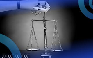 AI hand holding the scales of justice