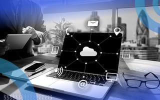 A computer connected to the cloud illustration