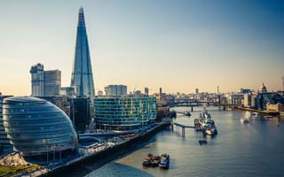 A view of the London skyline along the Thames.