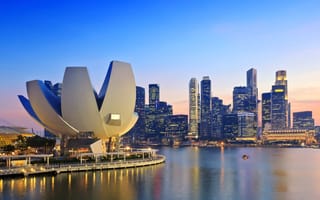A photograph of the skyline in Singapore.