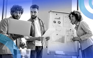 employees setting company goals looking at data