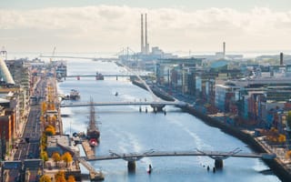 IT offices line the docklands area of Dublin.