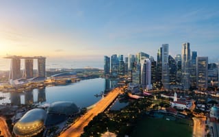 A photograph of the skyline in Singapore.