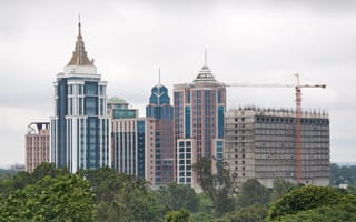Software companies line the Bangalore skyline.