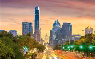 The Austin skyline at sunset