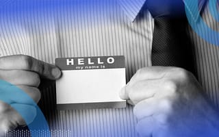 Person Holding a name tag