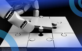 Robotic hand putting a final puzzle piece into place