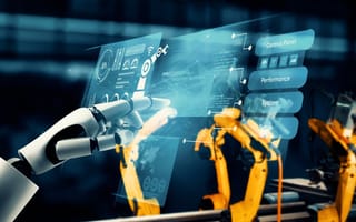 humanoid robot working in an industrial setting