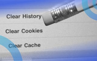 A pencil eraser over a computer screen reading “clear history,” “clear cookies” and “clear cache.”