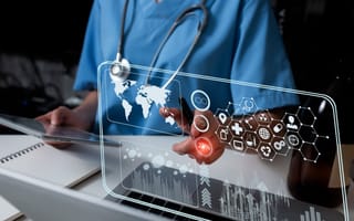 Doctor interacts with a hologram.
