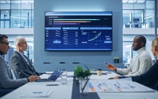 Finance executives analyze metrics.