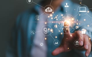 Person interacts with an AI hologram.