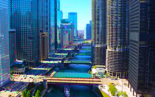 View of downtown Chicago and the Chicago River.