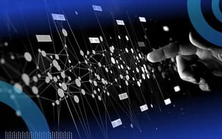 person pointing to a cluster of data points