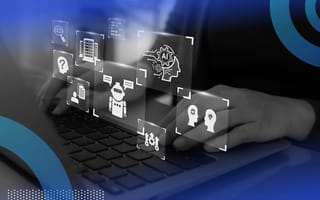 Person typing on laptop with AI and chat gpt icons overlay