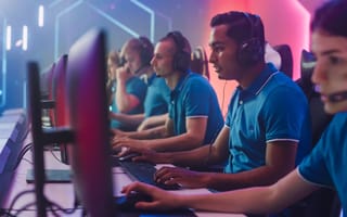 E-sports team compete in a tournament.