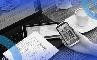 UX developer looking at phone, website and design image for reactive design