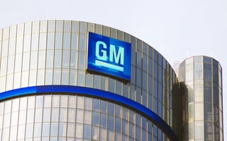 An exterior photo of GM's Renaissance Center office.
