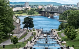 Rideau Canal and the Ottawa River in Ottawa, Ontario, Canada.