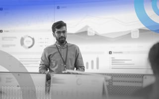 A data scientists is giving a presentation.