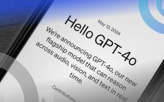 A phone screen has the message Hello GPT-4o.